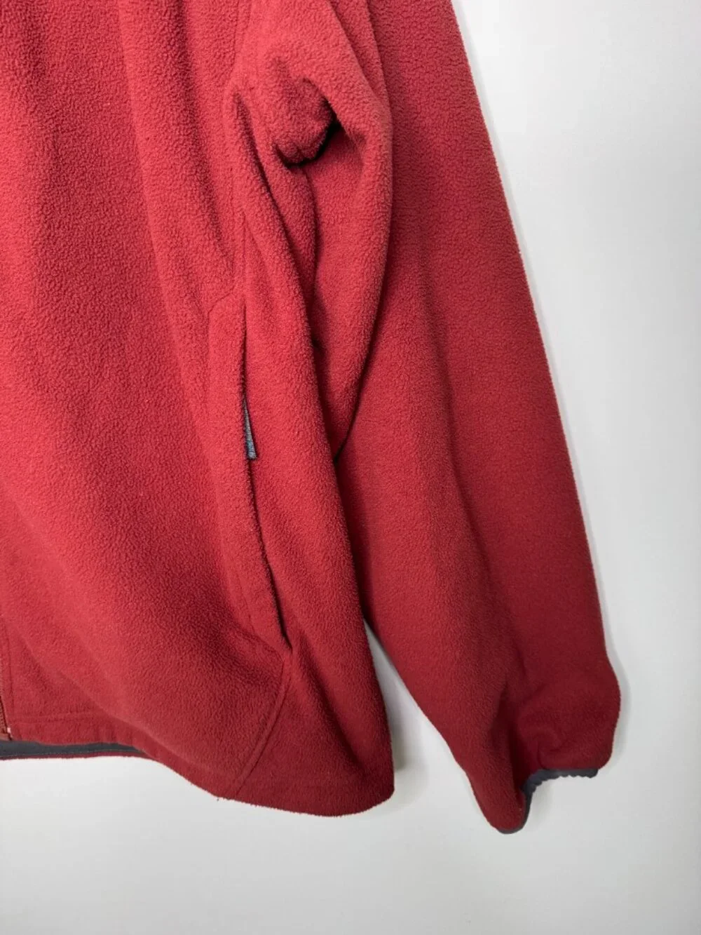 The North Face Mens XL Polyester Fleece Full Zip Dark Red Jacket Zip Pockets AXM